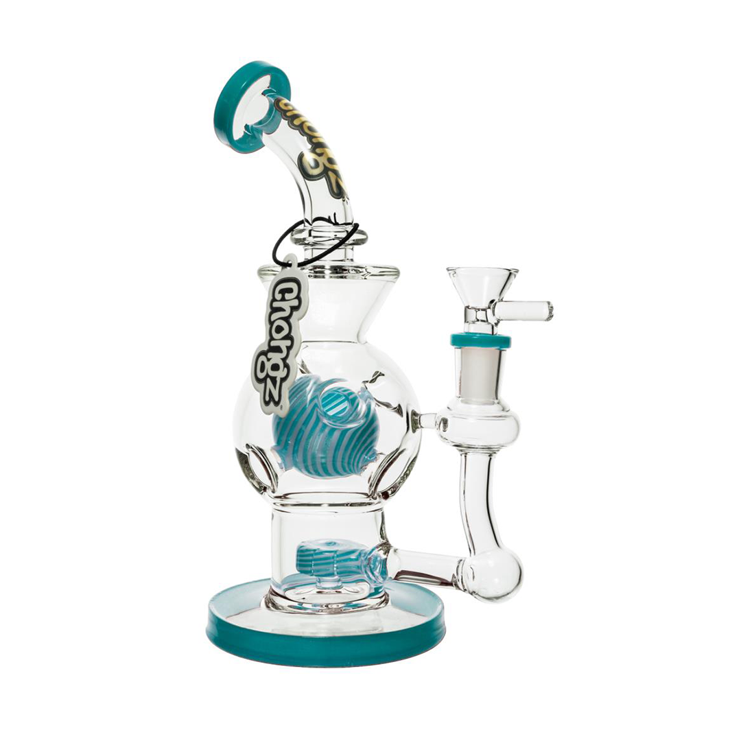 Chongz 24cm Big Balls Teal Blue Accent Glass Waterpipe